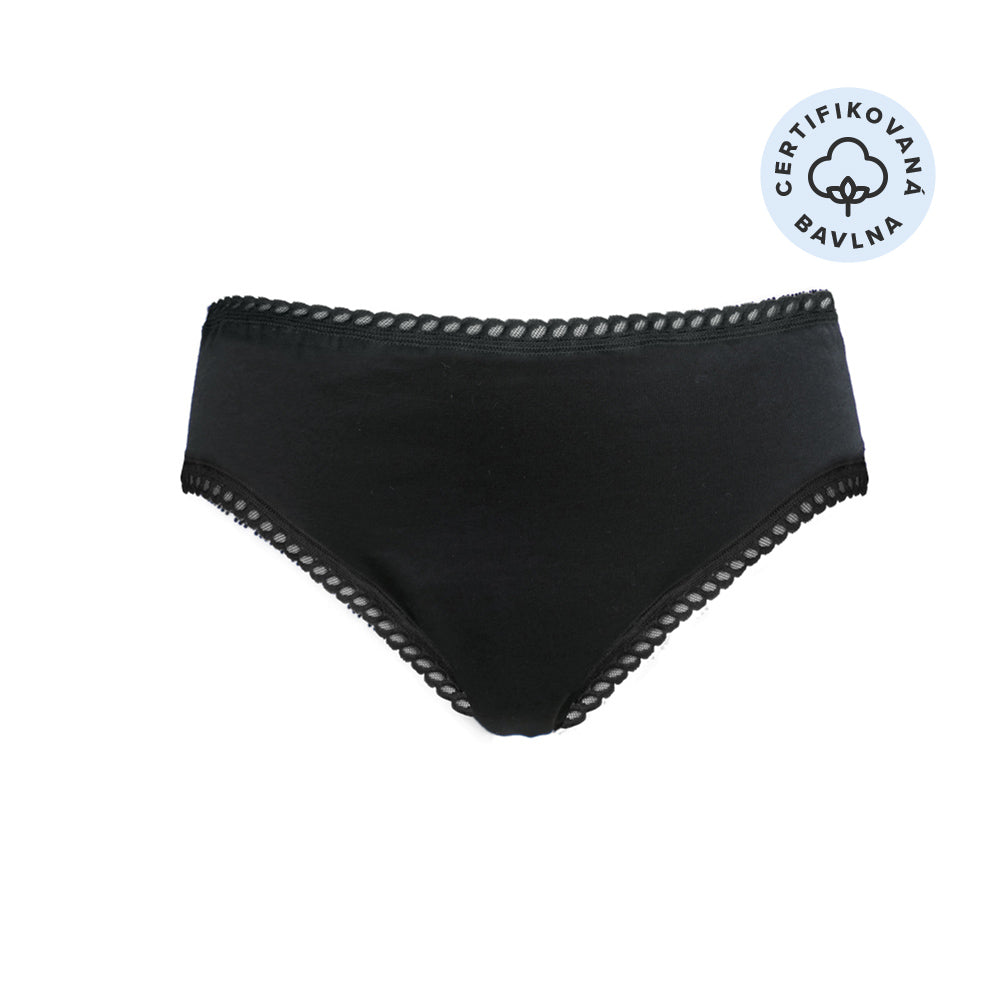 Anaé by Ecodis Menstruační kalhotky Panty na střední menstruaci - černé S - z certifikované biobavlny Ecodis