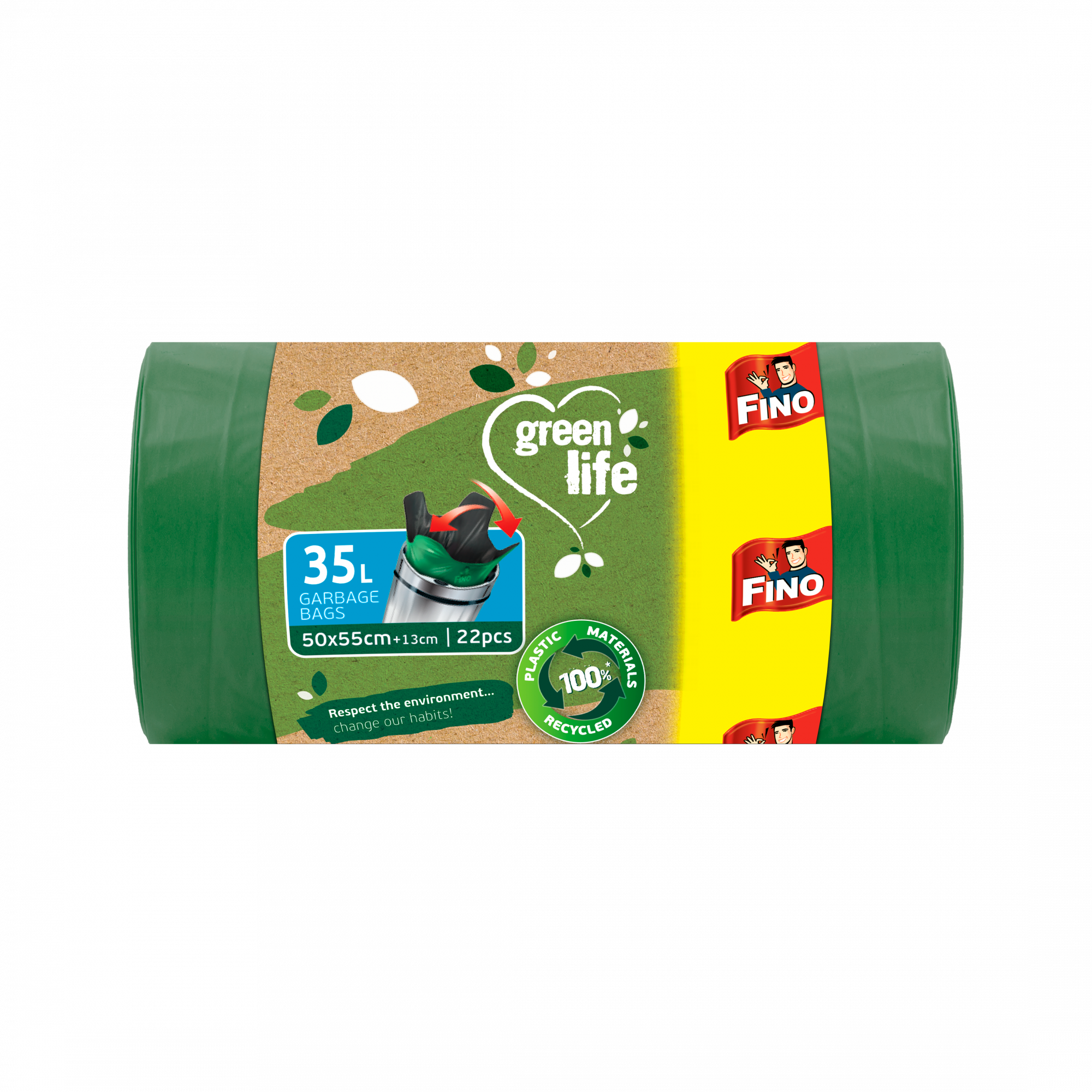 FINO Pytle na odpadky Green Life Easy pack 25 μm - 35 l (22 ks) FINO