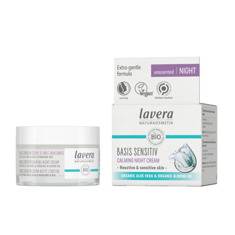 Lavera Basis Sensitive Zklidňující hydratační krém bez parfemace BIO - noční (50 ml) - pro citlivou pleť Lavera