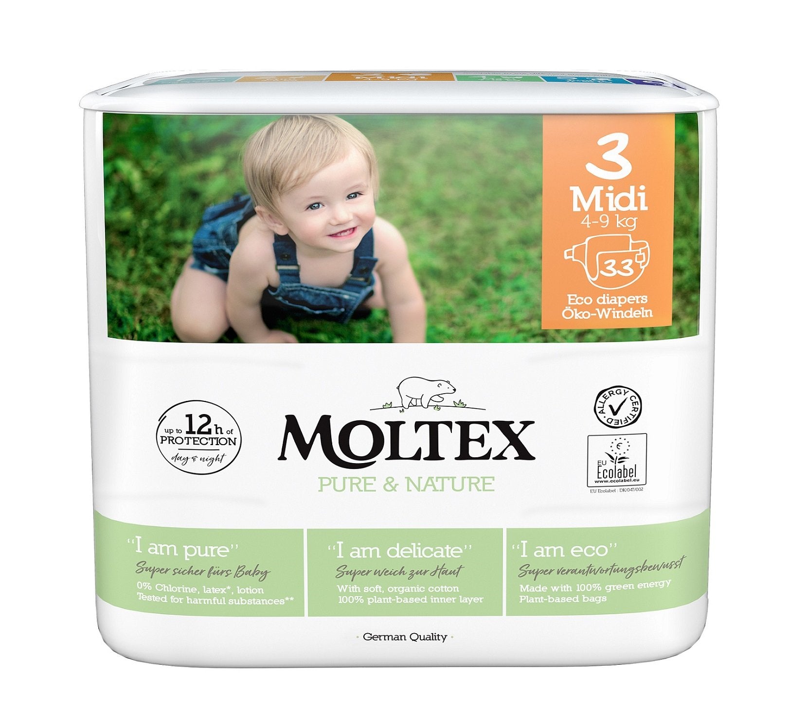 Moltex Ekoplenky Pure & Nature - Midi (4-9 kg) (33 ks) Moltex