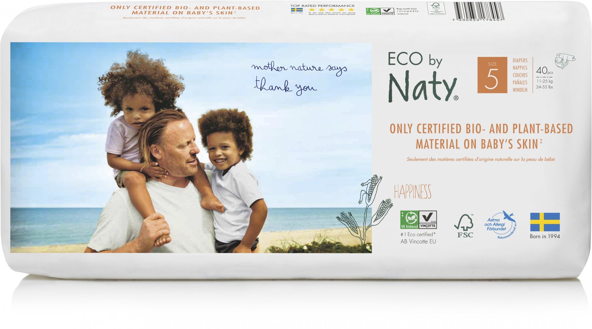 Naty Ekoplenky Junior 5 (11 - 25 kg) Economy pack 40 ks - z 55-60 % rozložitelné Naty