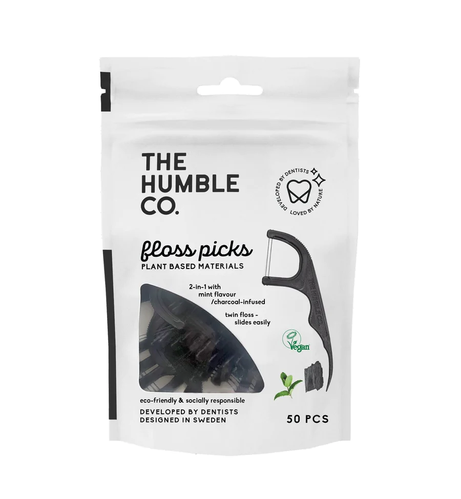 The Humble Dentální párátka s aktivním uhlím (50 ks) - svěží máta The Humble