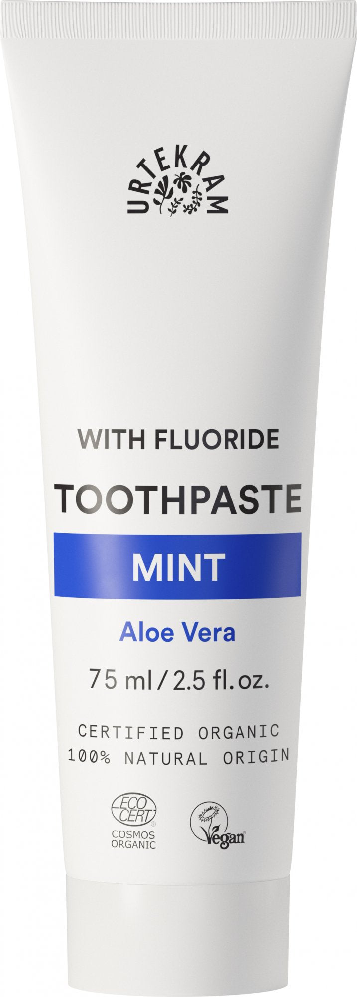 Urtekram Mátová zubní pasta s fluorem BIO (75 ml) - pro extra ochranu zubní skloviny Urtekram