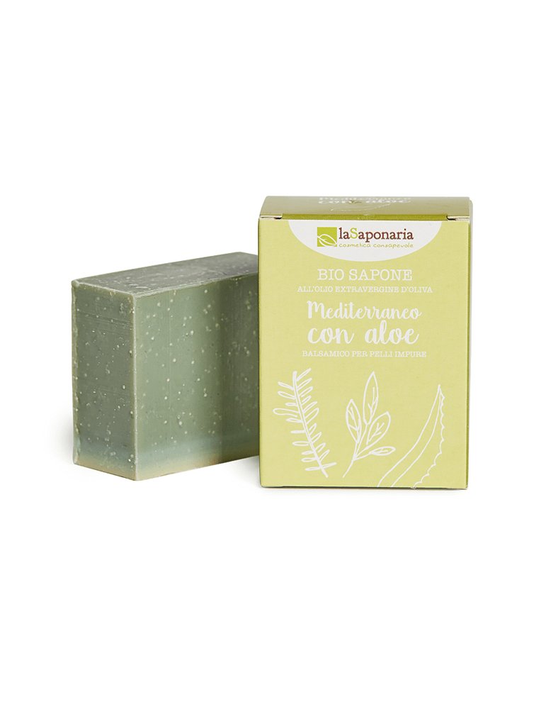 laSaponaria Tuhé olivové mýdlo BIO - Středomořské bylinky s aloe (100 g) laSaponaria