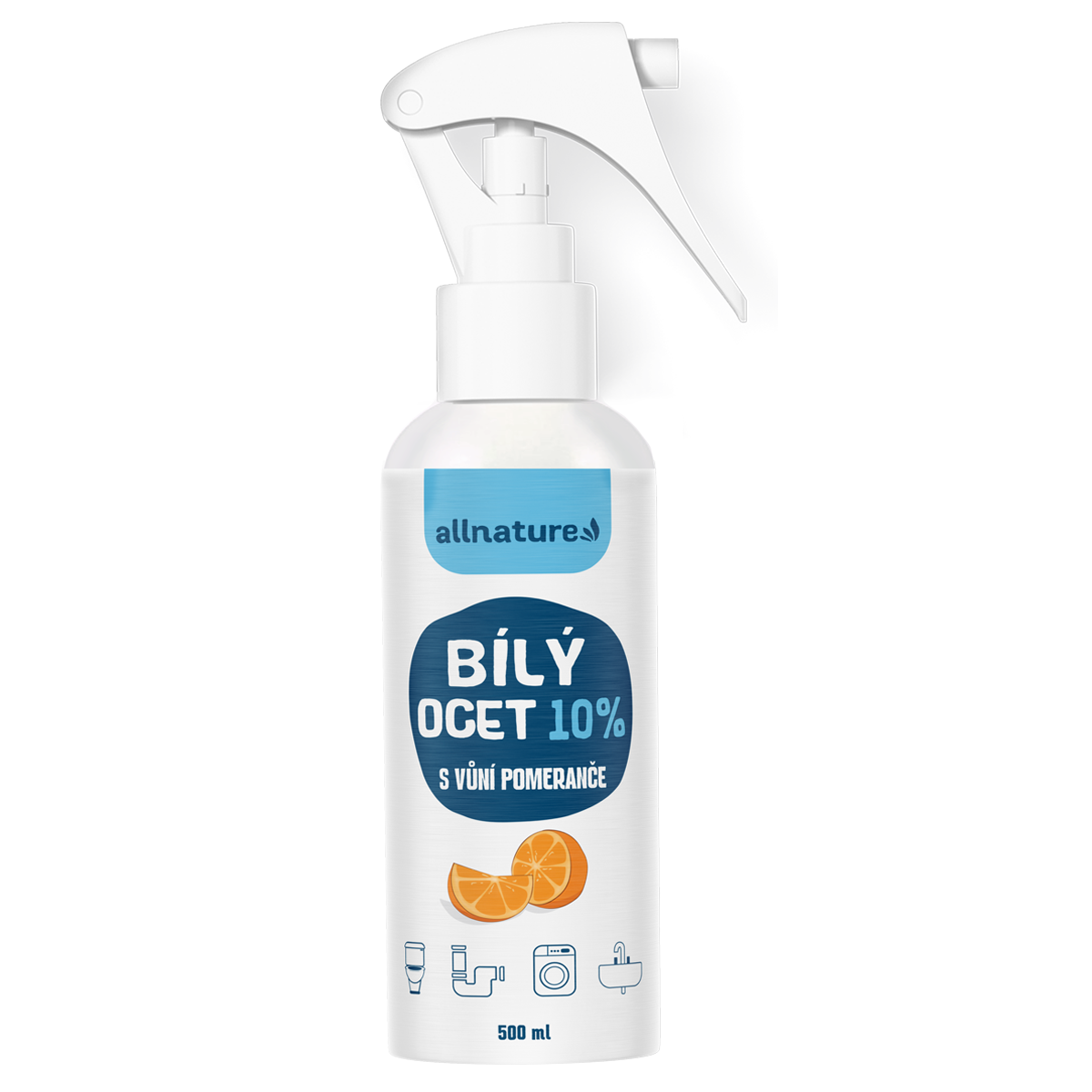 Allnature Bílý ocet sprej 10% s vůní pomeranče (500 ml) - univerzální přírodní čistič Allnature