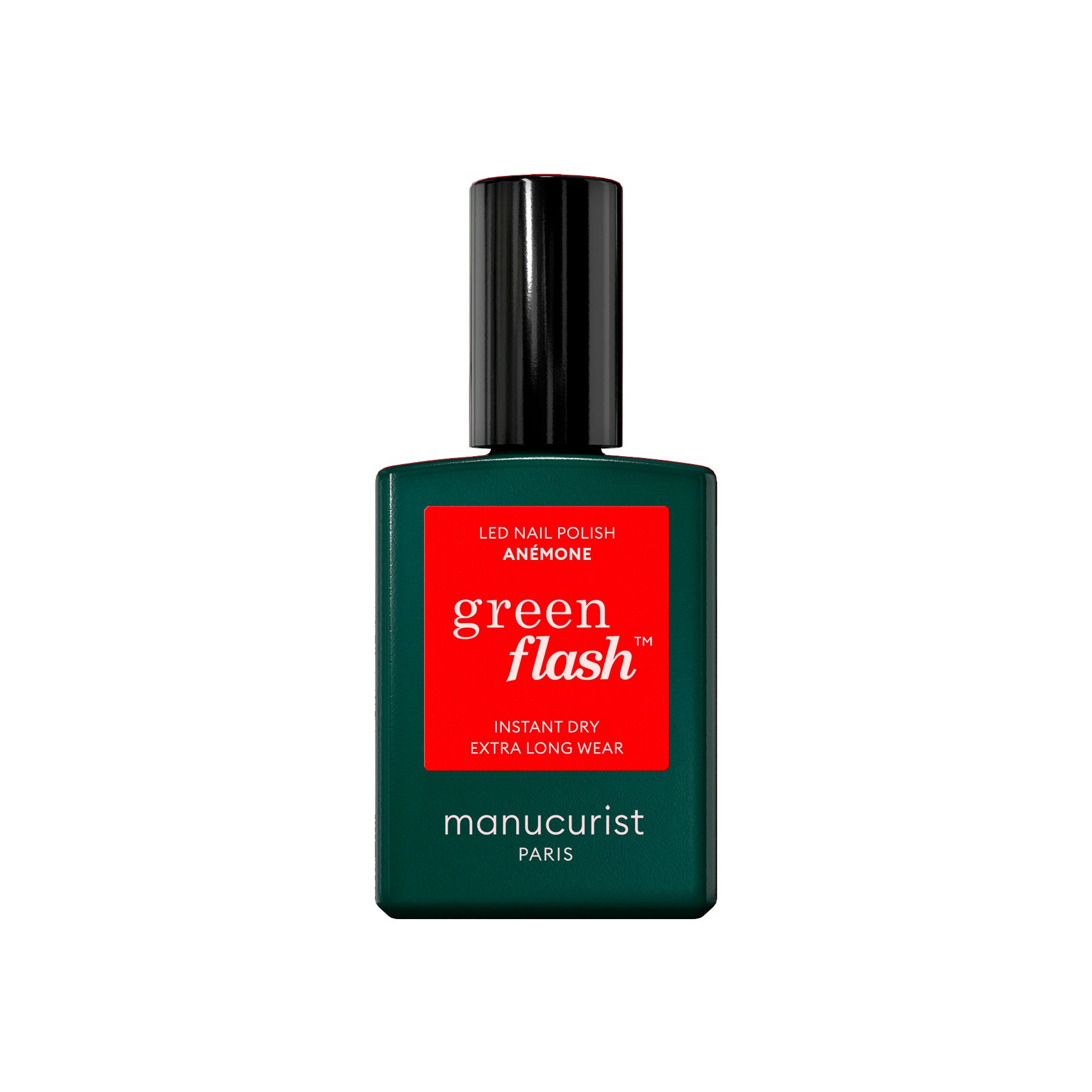 Manucurist Green Flash LED gel lak na nehty - Anemone (15 ml) - sytě červená sasanková barva Manucurist