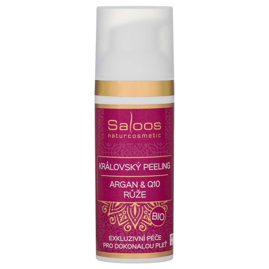 Saloos Královský peeling Argan & Q10 BIO - Růže (50 ml) - vyživující peeling s královskou vůní růže Saloos