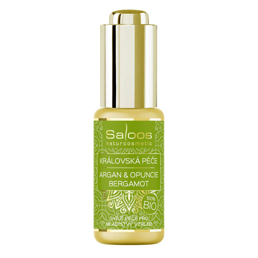 Saloos Pleťový olej Královská péče Argan & Opuncie BIO – Bergamot (20 ml) - pro mimické vrásky a proti akné Saloos